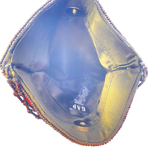 GAP Vintage Womens Black Beaded Mini Shoulder Bag With Snap Closure - Picture 3 of 7